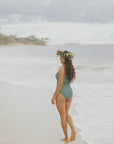 high waisted textured bikini bottoms