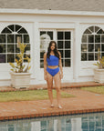 Royal blue bikini bottoms textured modest tankini bottoms
