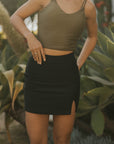 women's modest black swim skirt high waisted swim bottoms