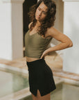 women's modest black swim skirt high waisted swim bottoms