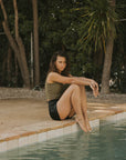 women's modest black swim skirt high waisted swim bottoms