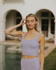 Lavender purple women's swimsuit cropped tankini top
