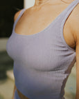 Lavender purple women's swimsuit cropped tankini top