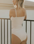 Modest white bikini bottoms