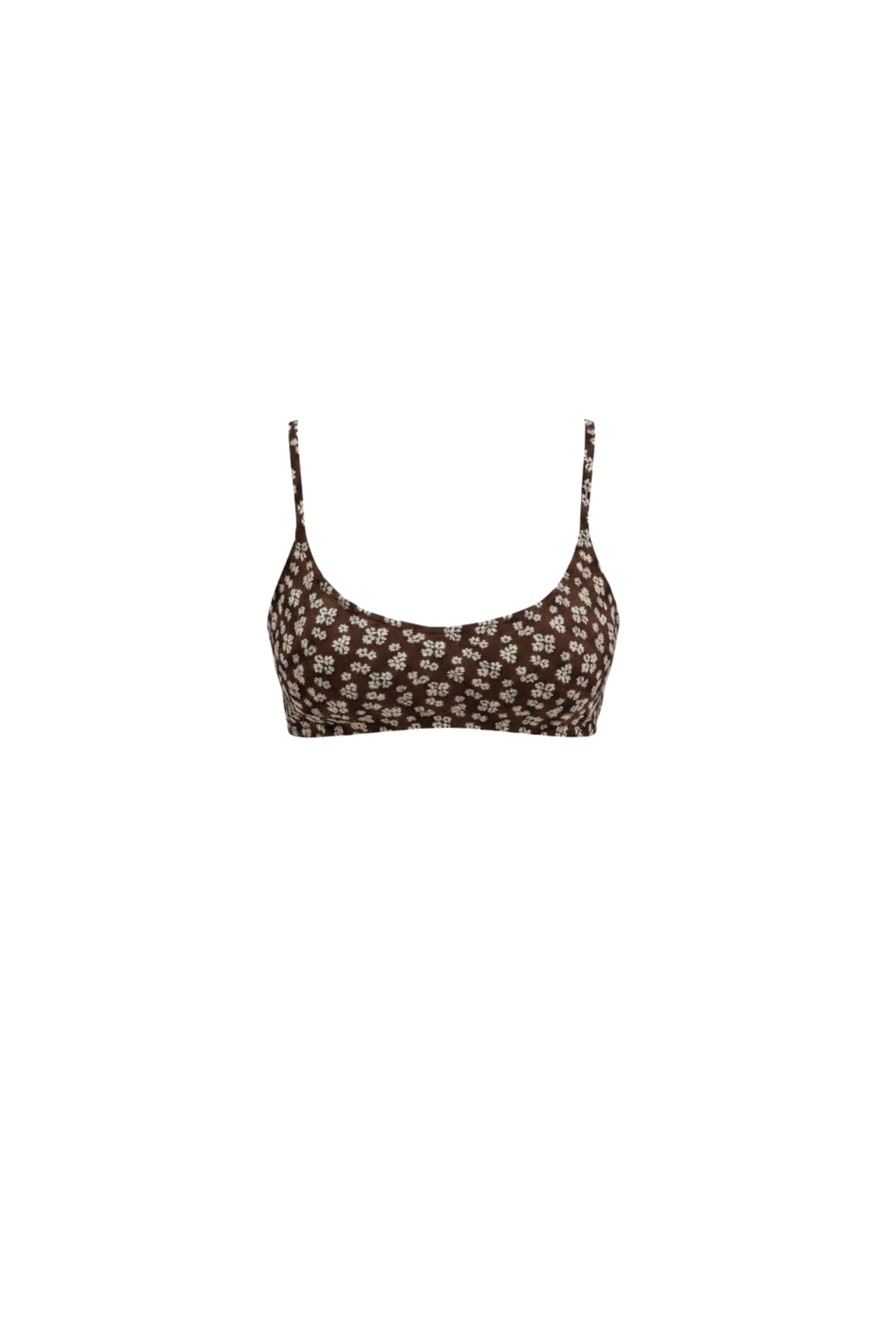 Chloe Bikini Top | Scoop Neck Brown Floral Bikini Top