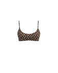 Chloe Bikini Top | Scoop Neck Brown Floral Bikini Top