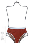 Coral High Waisted Bottoms | Ribbed Swim Bottoms with White Trim