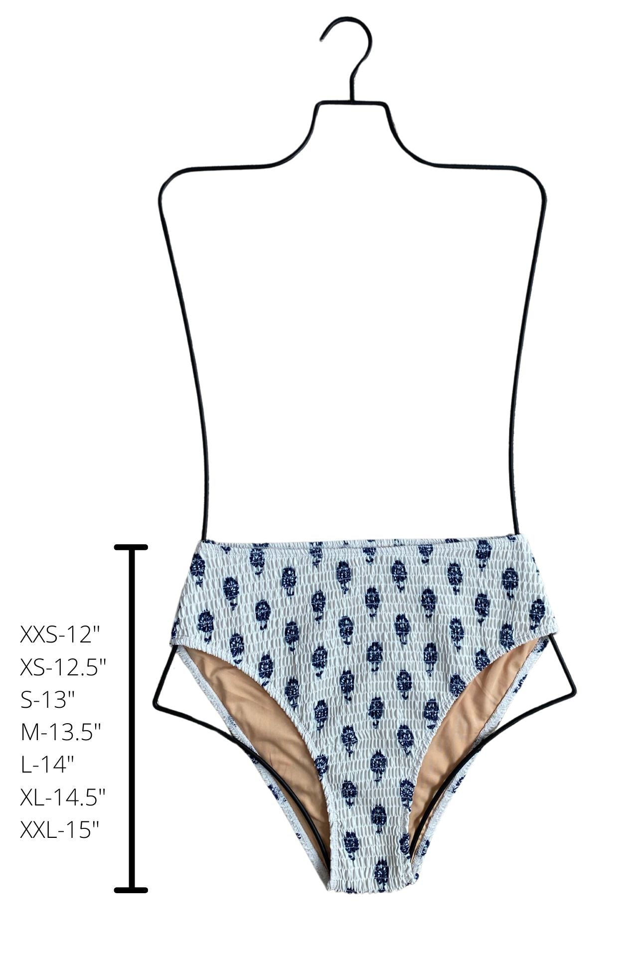 Porto High Waisted Bottoms | White Floral Shirred Bikini Bottoms