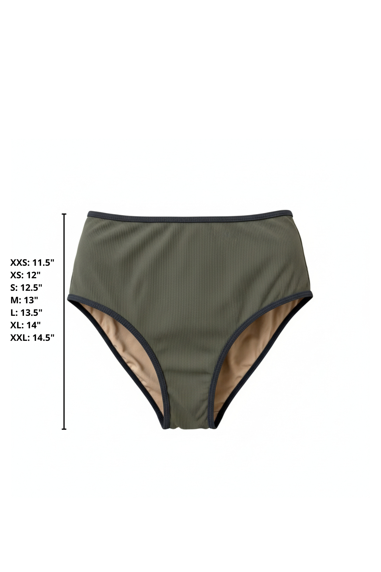 Haze High Waisted Bottoms | Ribbed Olive Green Bikini Bottoms