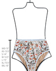 Costa High Waisted Bottoms | Neutral Wildflower Print Bikini Bottoms