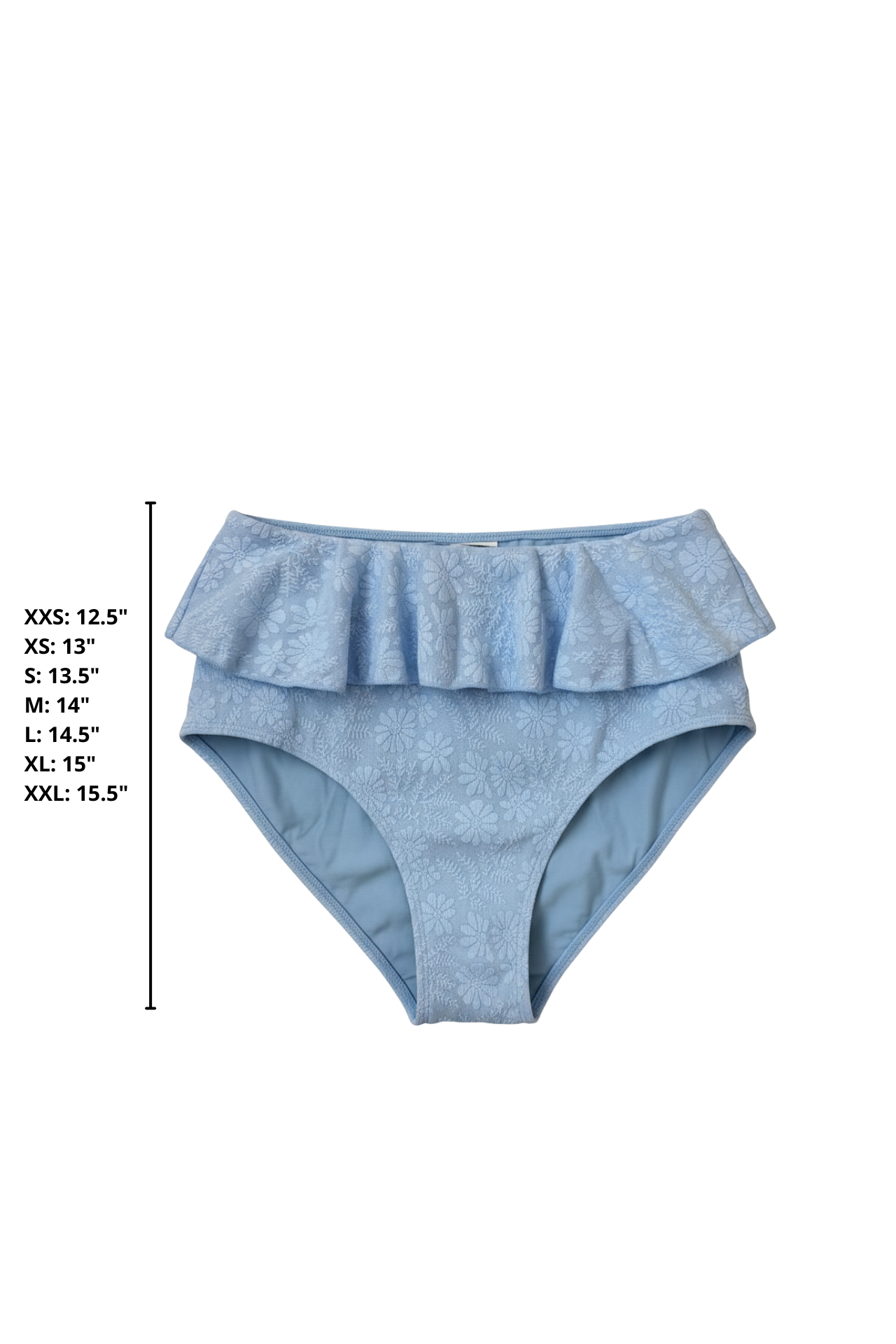 Azure High Waisted Bottoms | Light Blue Ruffle High Waist Swim Bottoms