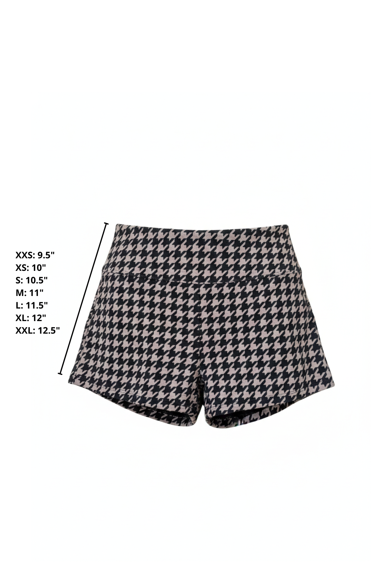 Bristol High Waisted Swim Shorts | Black & Cream Houndstooth Full Coverage Swim Shorts