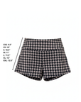 Bristol High Waisted Swim Shorts | Black & Cream Houndstooth Full Coverage Swim Shorts