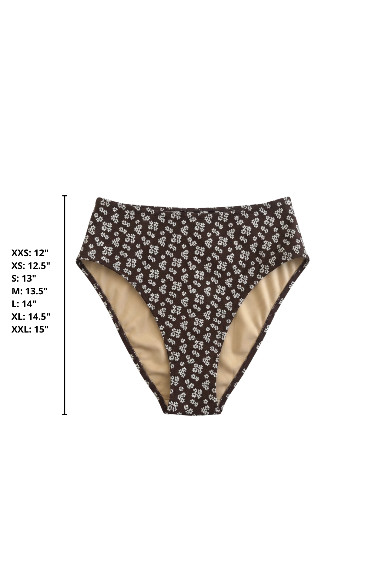 Chloe High Waisted Bottoms | Brown Dainty Floral Full Coverage Bottoms