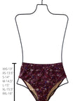 Charlotte High Waisted Bottoms | Maroon Ditsy Floral Swim Bottoms