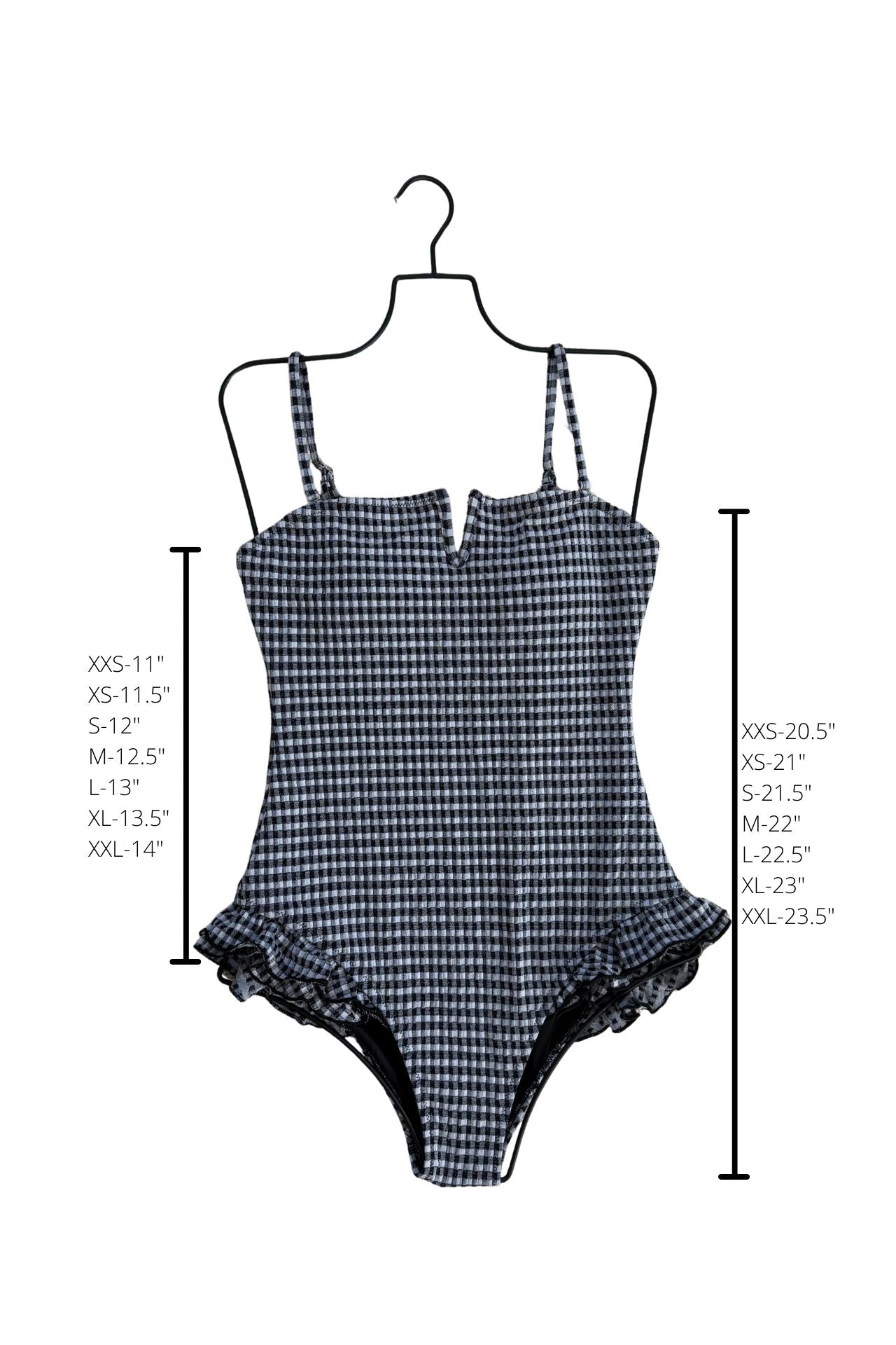 Caroline One Piece | Gingham Ruffle Swimsuit with Notch Neck