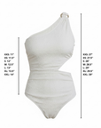 Lucia One Piece Swimsuit | One Shoulder Textured Beige Swimsuit for Women