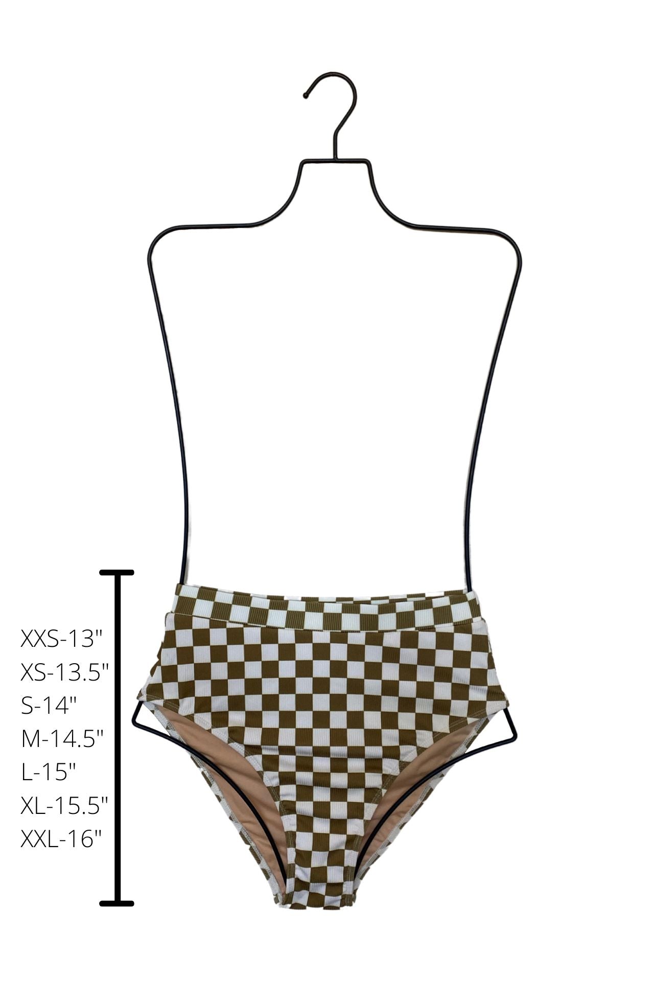 Myrtle High Waisted Bottoms | Neutral Checkered Ribbed Swim Bottoms