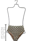 Myrtle High Waisted Bottoms | Neutral Checkered Ribbed Swim Bottoms