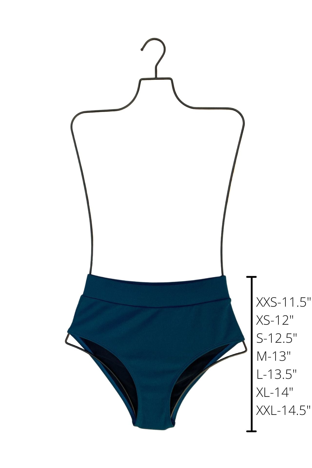 Laguna High Waisted Bottoms | Blue Ribbed Swim Bottoms