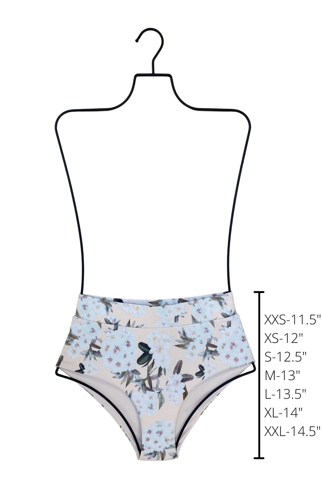 Jasmine High Waisted Bottoms | White Floral Bikini Bottoms
