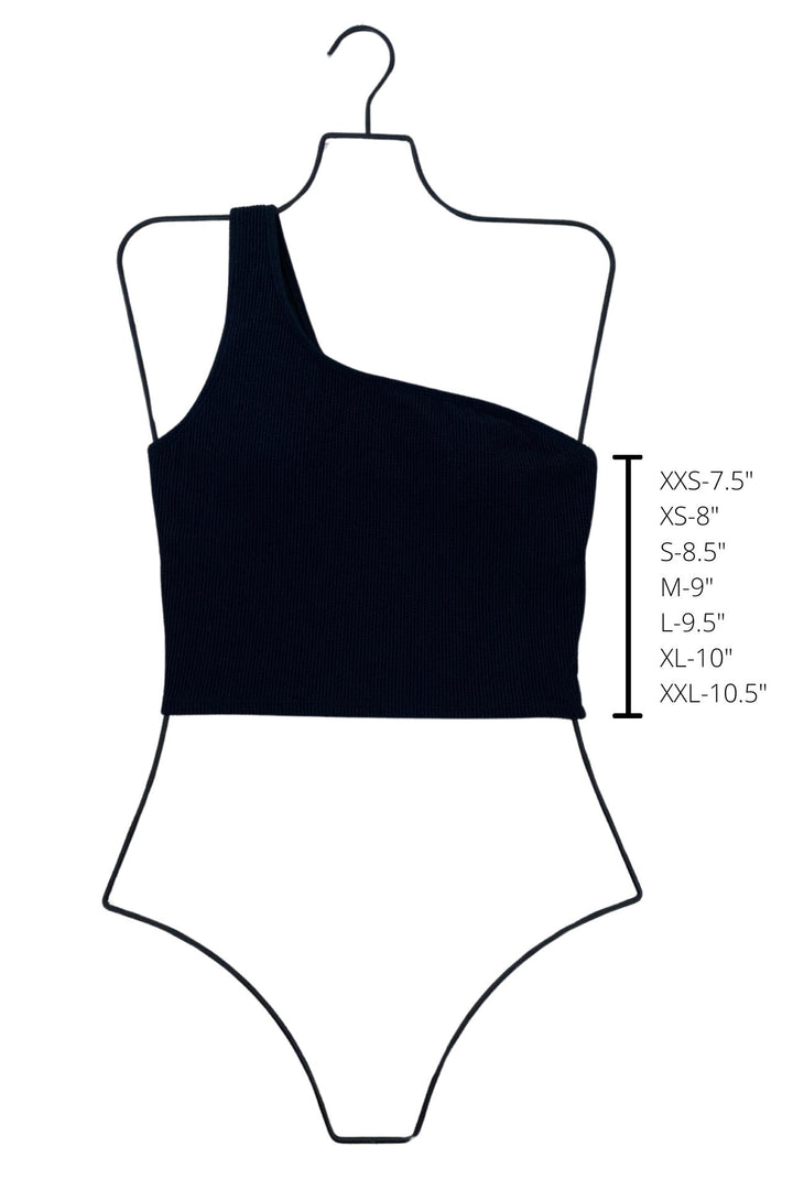 Shoulder Geode Solid Black One Shoulder Bikini Top | Geode Swimwear