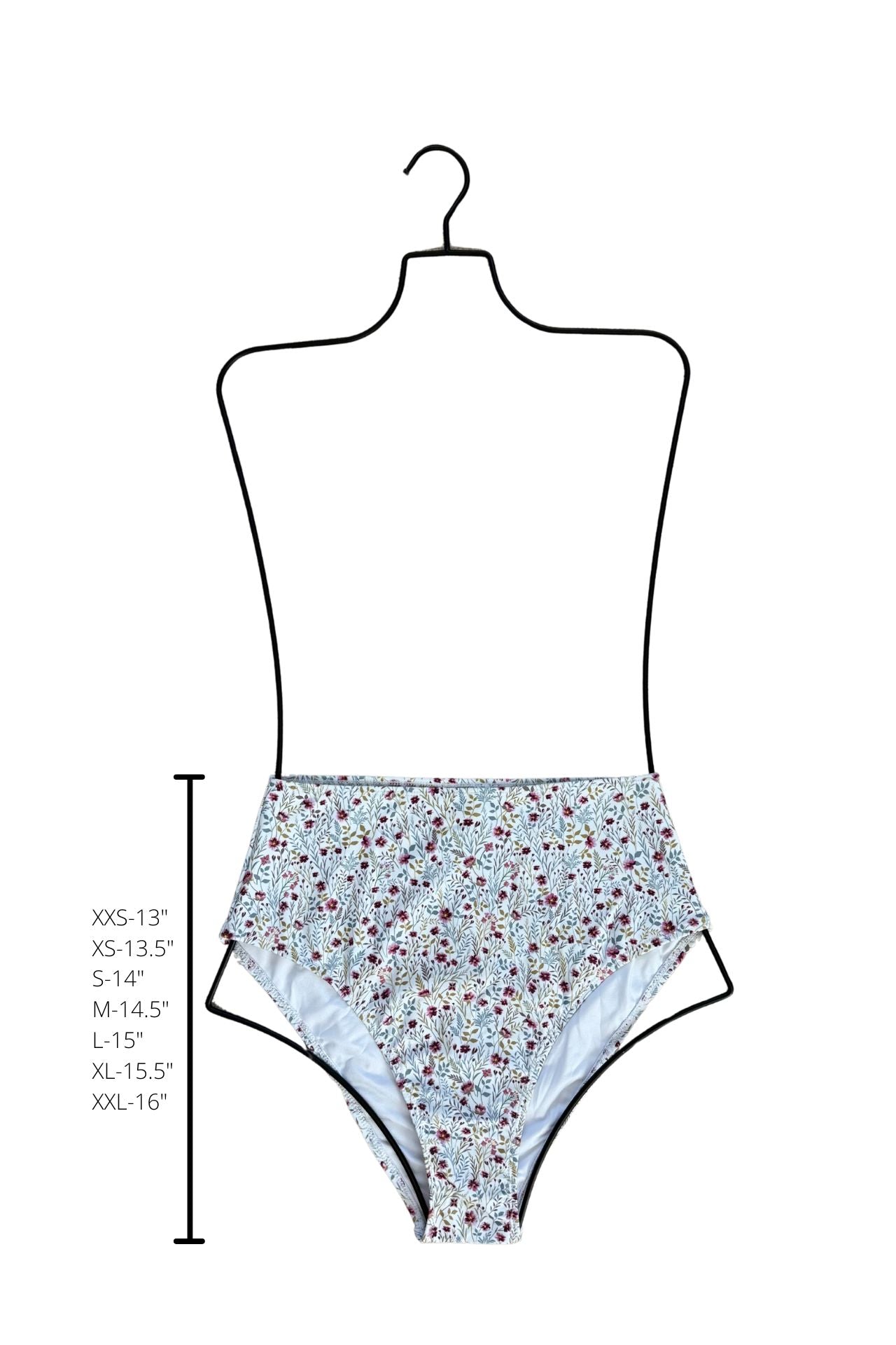 Amelia High Waisted Bottoms | White Floral Tankini Bottoms