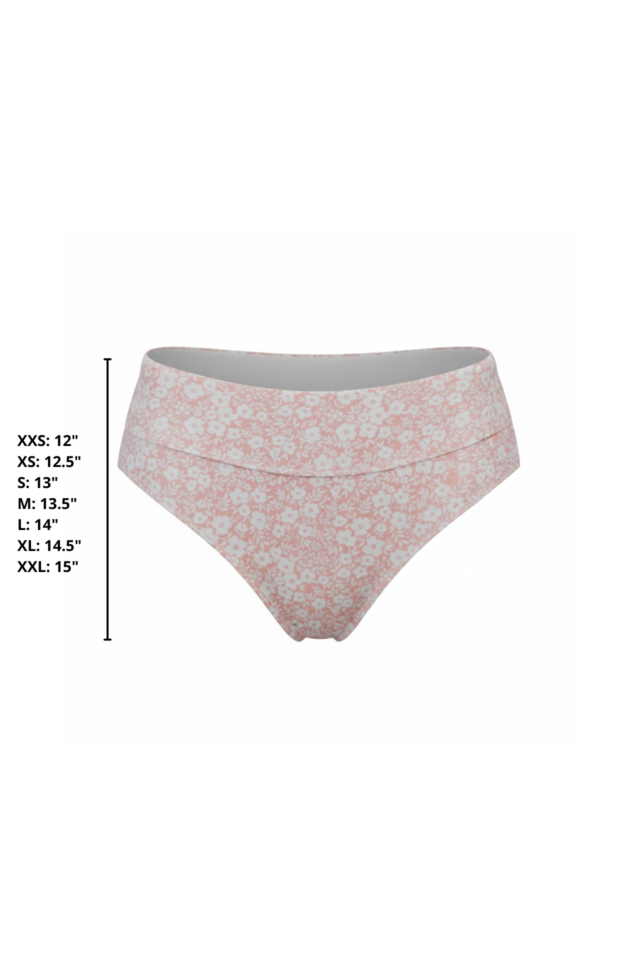 Blush High Waisted Bottoms | Pale Pink Floral Full Coverage Bikini Bottoms