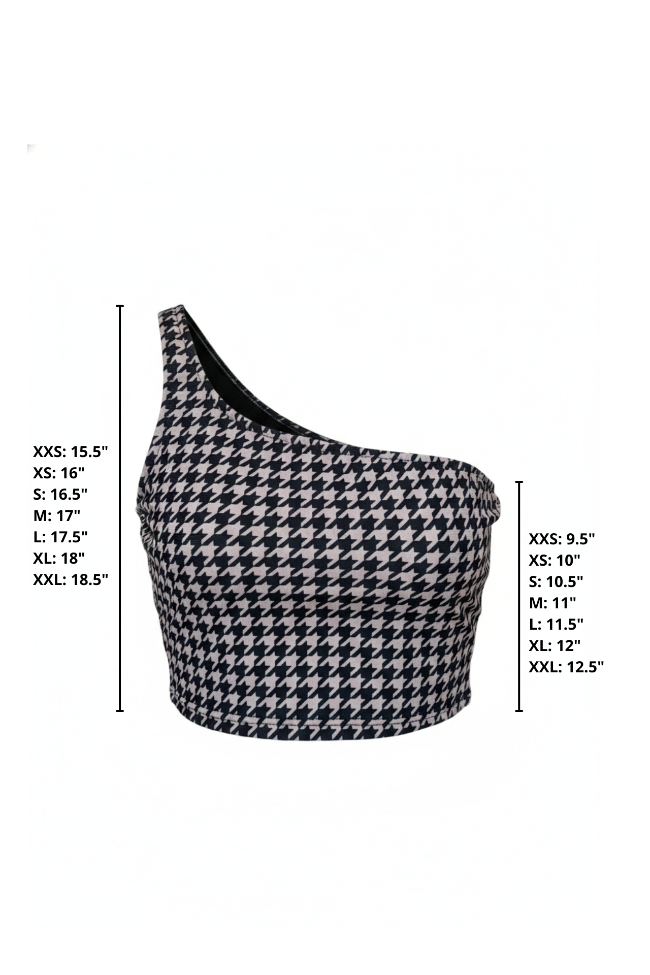 Bristol Tankini Top | One Shoulder Houndstooth Straight Neck Swim Top