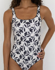 Aruba One Piece Swimsuit | Neutral Botanical Scoop Neck One Piece