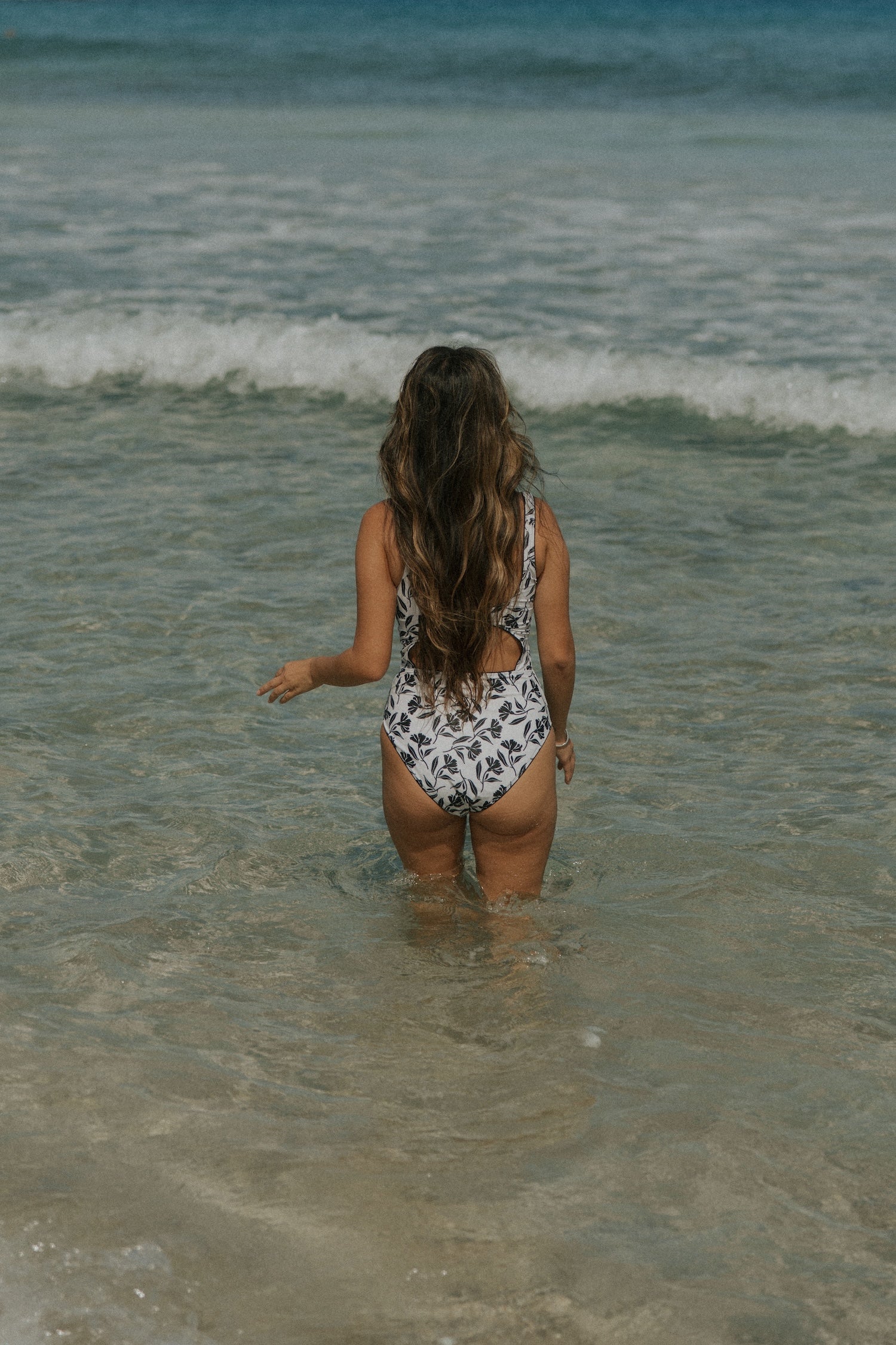 Full Coverage White and Black One Piece Swimsuit