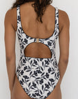 Aruba One Piece Swimsuit | Neutral Botanical Scoop Neck One Piece