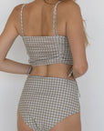 August Top | Gingham Tankini Top with Customizable Ruching