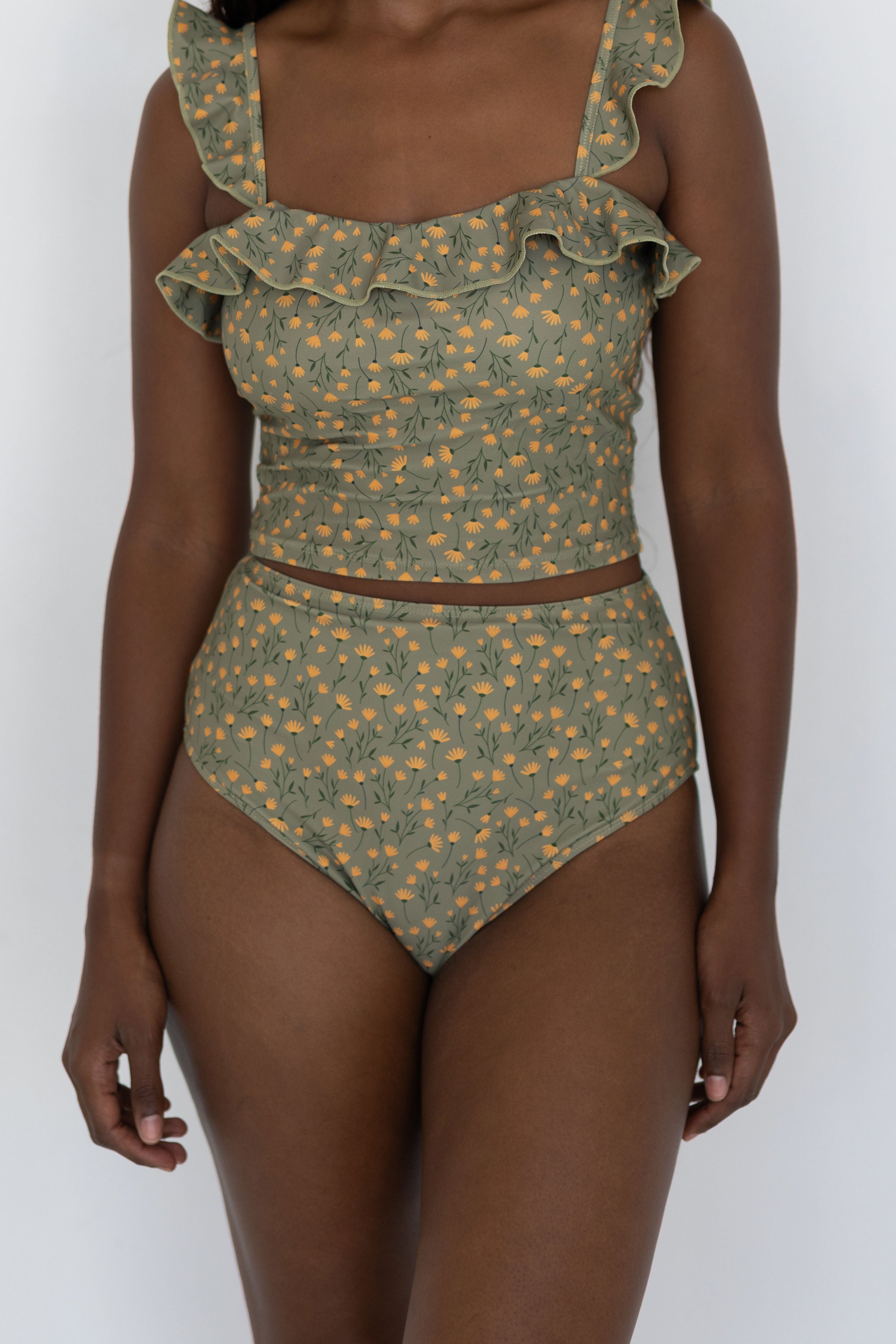 Bella High Waisted Bottoms | Wildflower Floral Bikini Bottoms