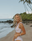 Cute Feminine Pink Bikini Top with V Neck