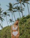 Modest full coverage high waisted V Neck bikini