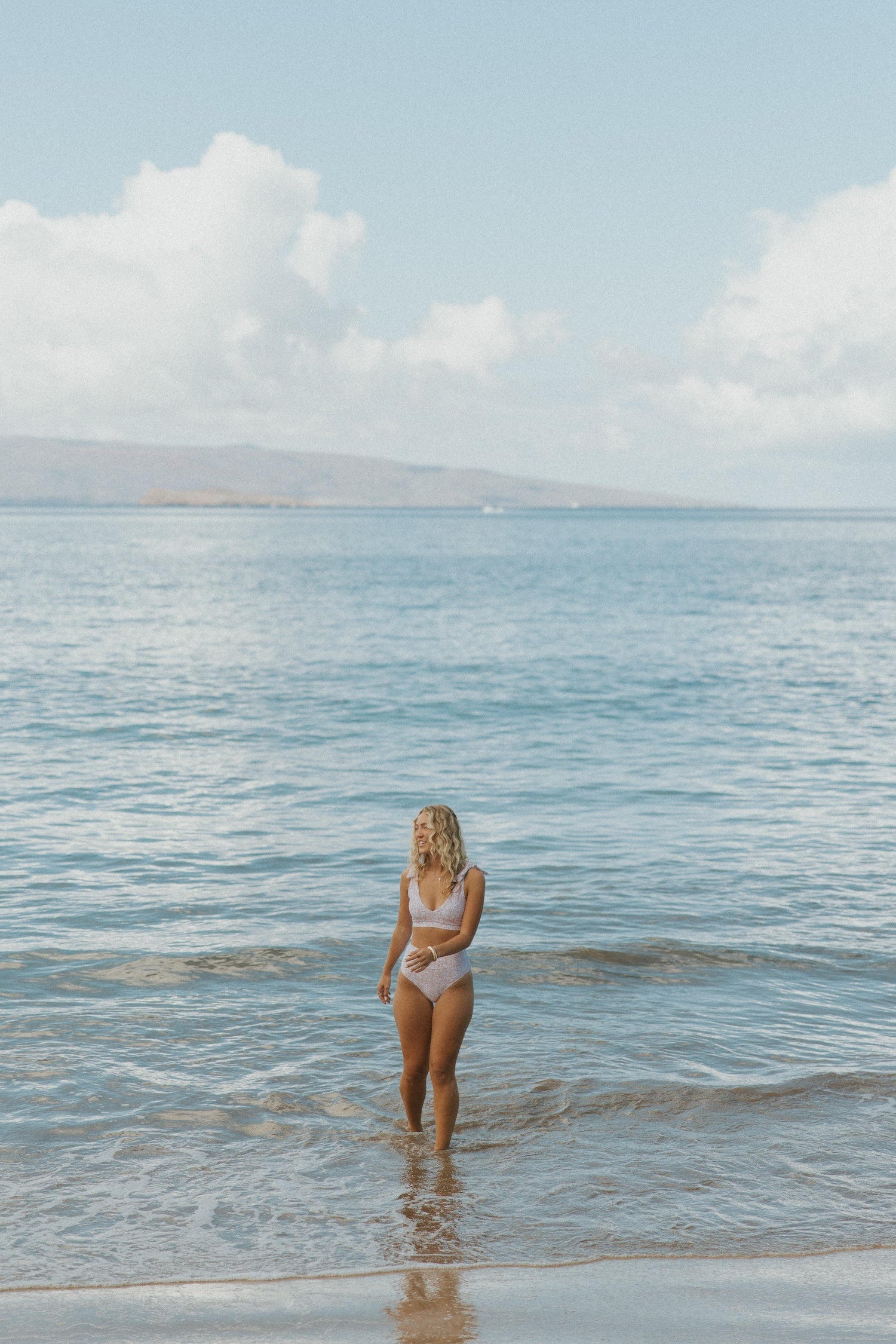 Full Coverage Cute Floral V Neck Bikini for Beach day