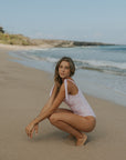 Modest One Piece Swimsuit with Tie Adjustable Straps