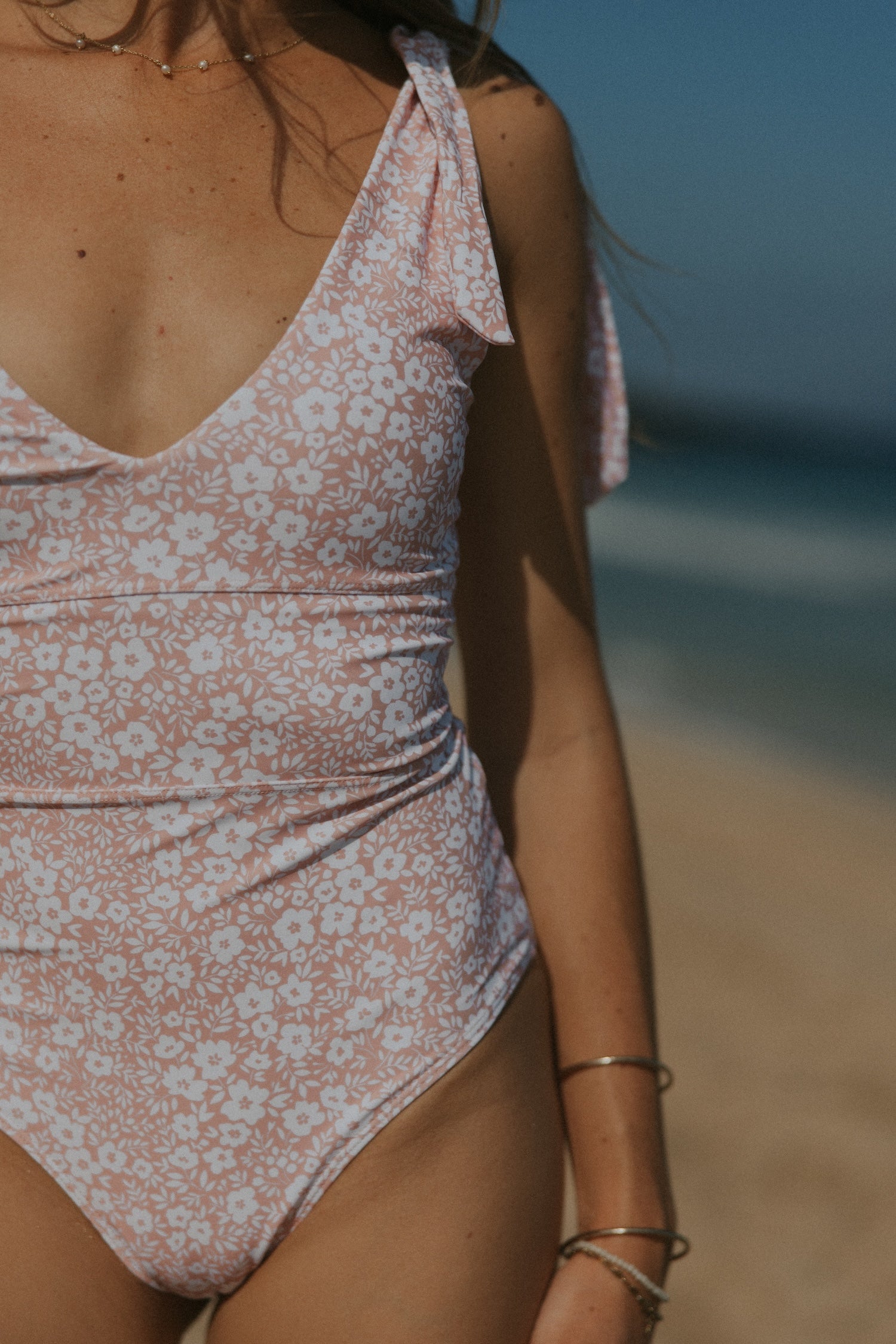 Cute Pink Floral One Piece Swimsuit