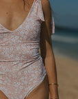Cute Pink Floral One Piece Swimsuit