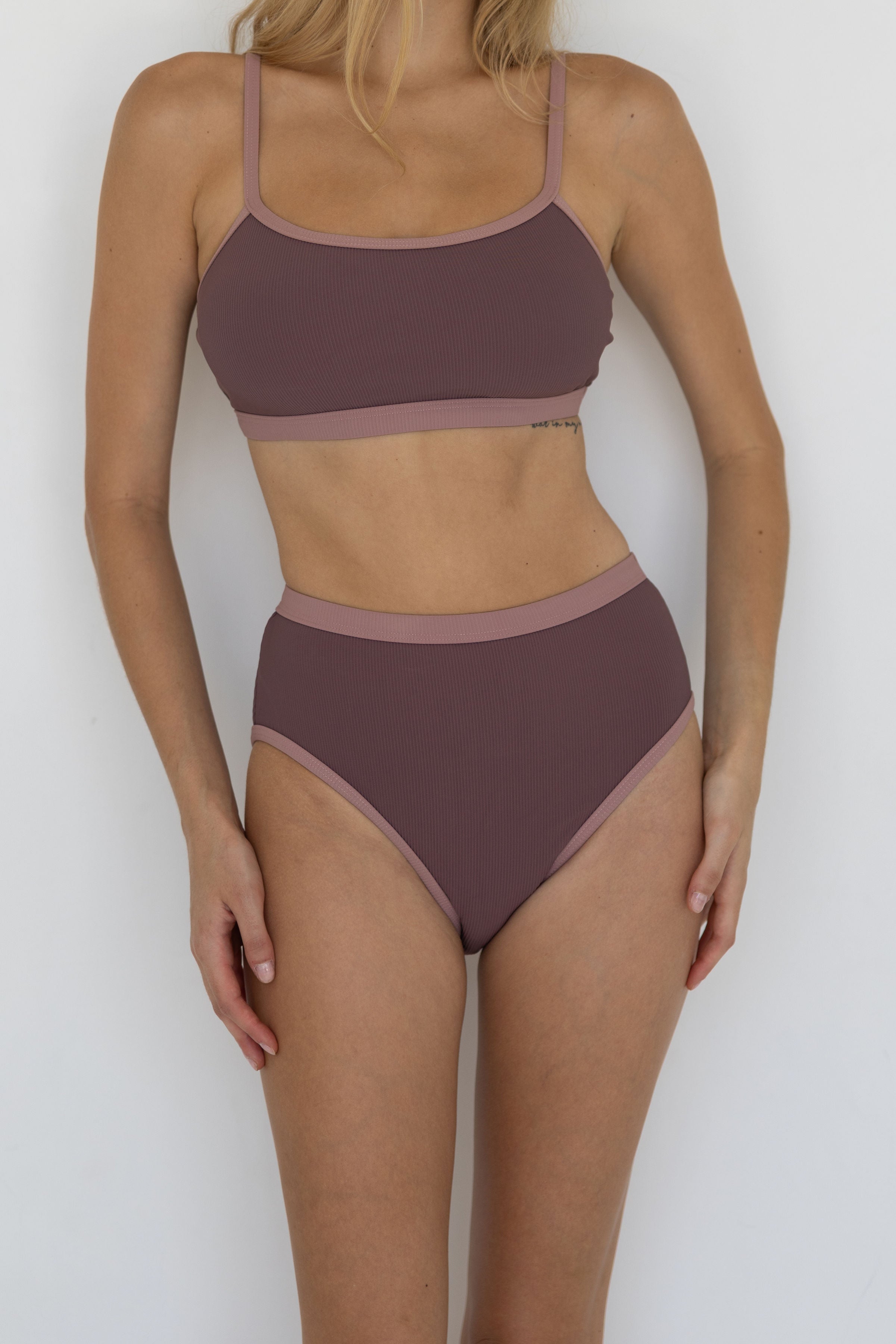 Breeze High Waisted Bottoms | Ribbed High Rise Swim Bottoms