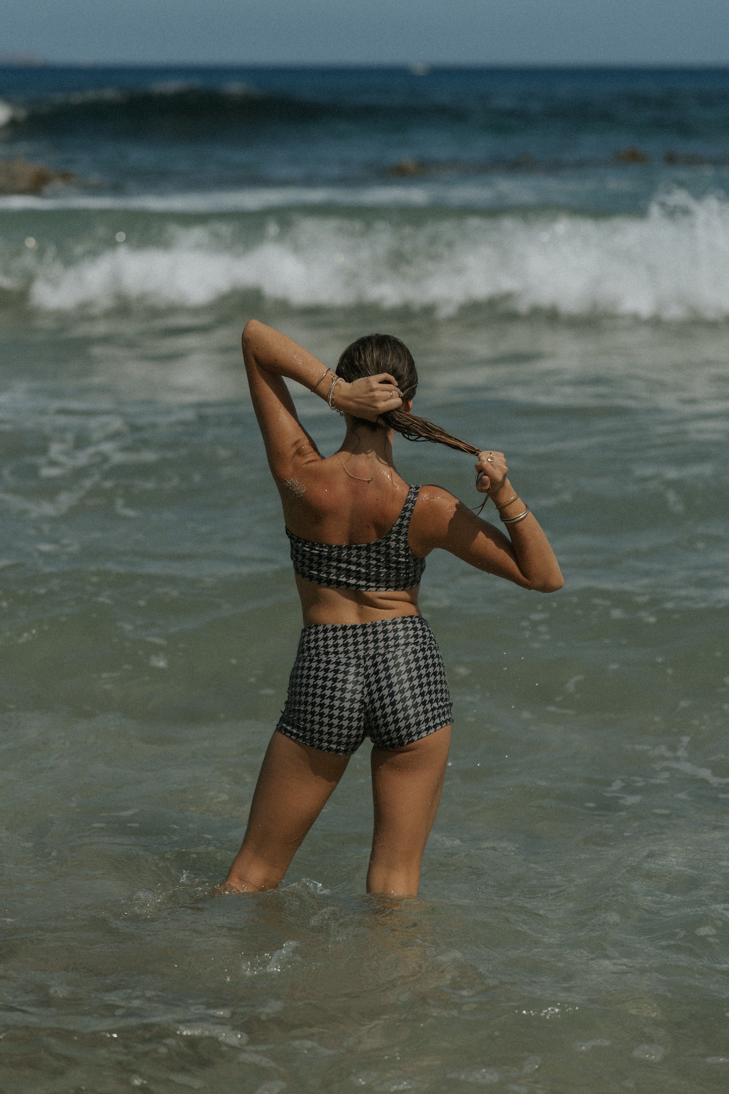 Modest one shoulder bikini with boy shorts