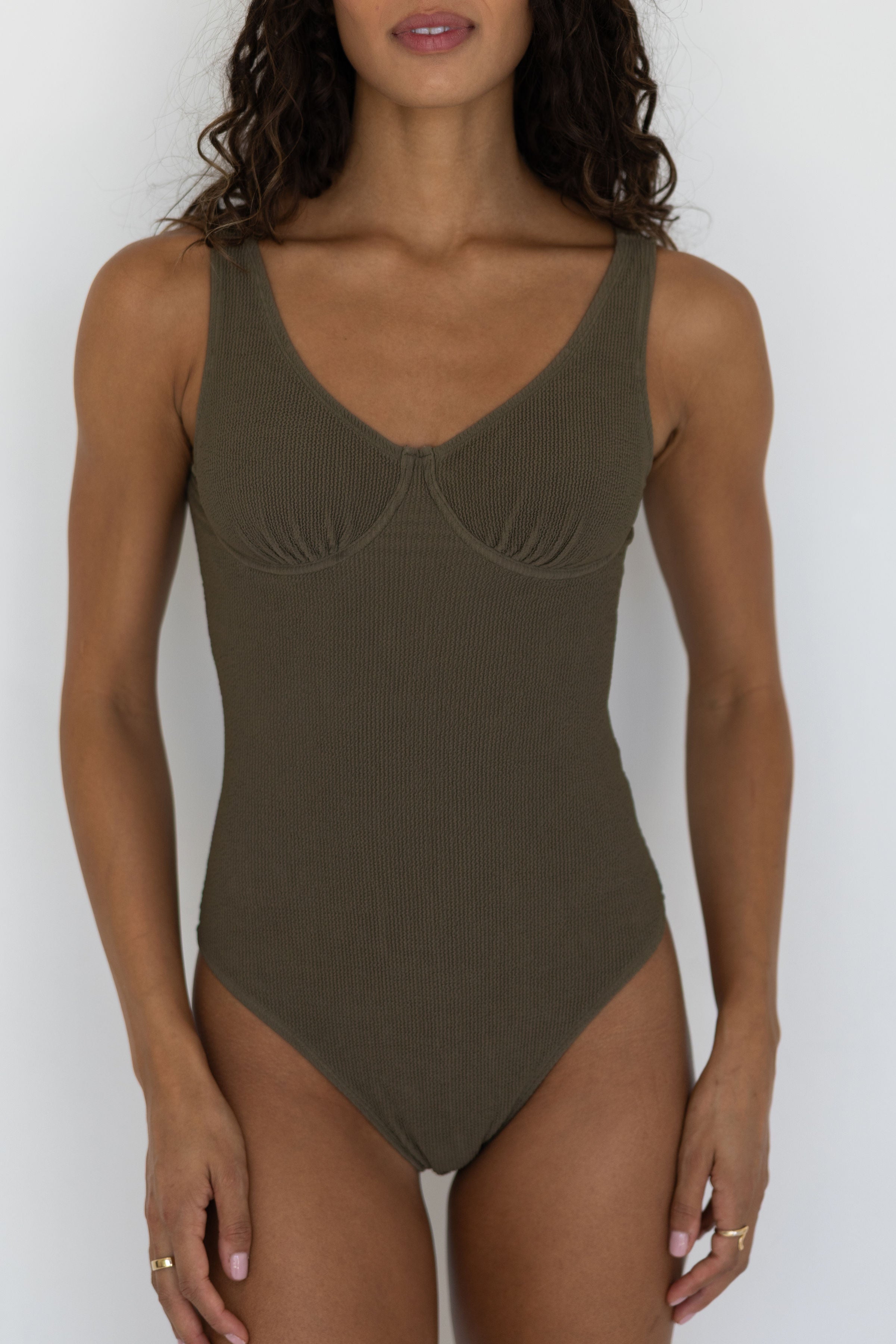 Cabo One Piece | Crinkle Underwire Swimsuit with Cutout Back