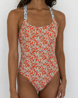 Calypso One Piece Swimsuit | Halter Neck Open Back Floral One Piece