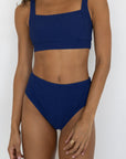 Capri High Waisted Bottoms | Crinkle Textured Swim Bottoms