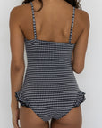 Caroline One Piece | Gingham Ruffle Swimsuit with Notch Neck