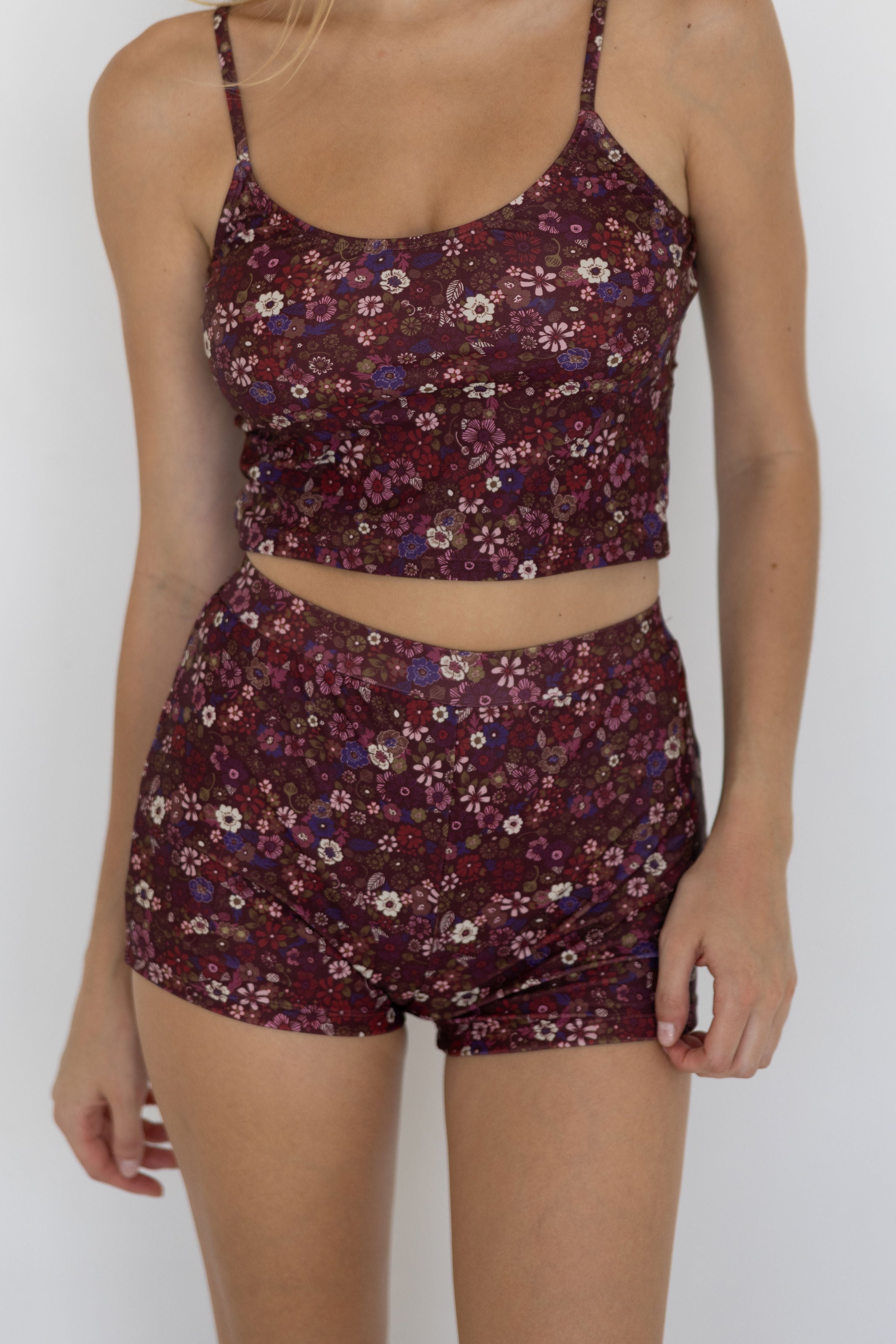 Charlotte High Waisted Shorts | Ditsy Floral Women's Boy Swim Shorts
