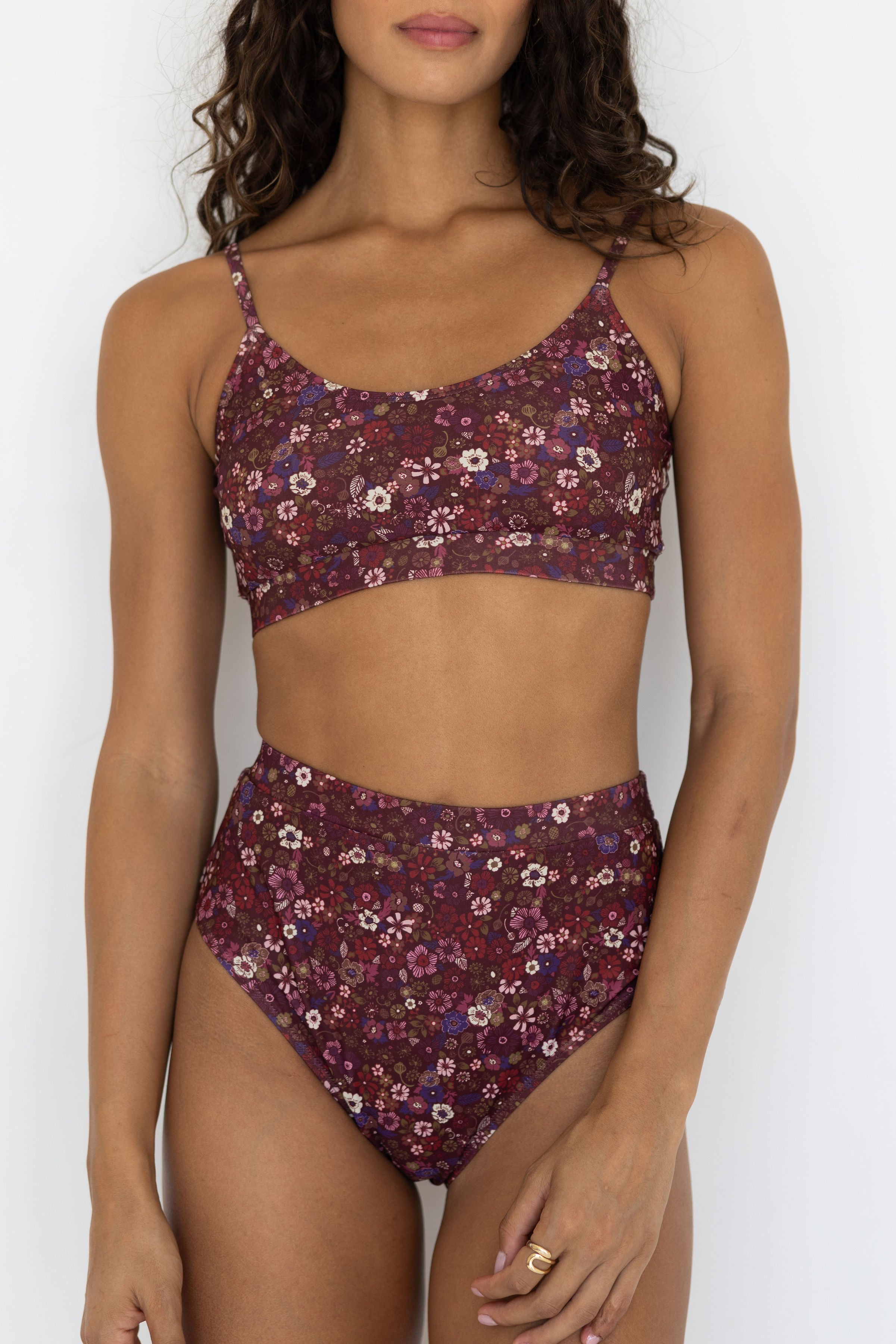 Charlotte Bikini Top | Ditsy Floral Scoop Neck Swim Top