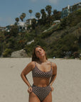Chloe Bikini Top | Scoop Neck Brown Floral Bikini Top