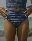 Cobalt High Waisted Bottoms | Blue Floral Modest Swim Bottoms